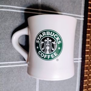 Starbucks Vintage Mug Ceramic 2-sided Green Black Mermaid Logo 2009 2010